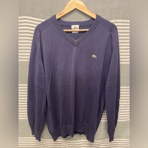 Lacoste Blue V-Neck Sweater Size 6‎ (XL)